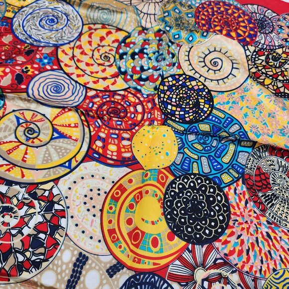 Womens 35x34.5" Colorful Abstract Silk Feel Polyester Square Scarf - Picture 3 of 8